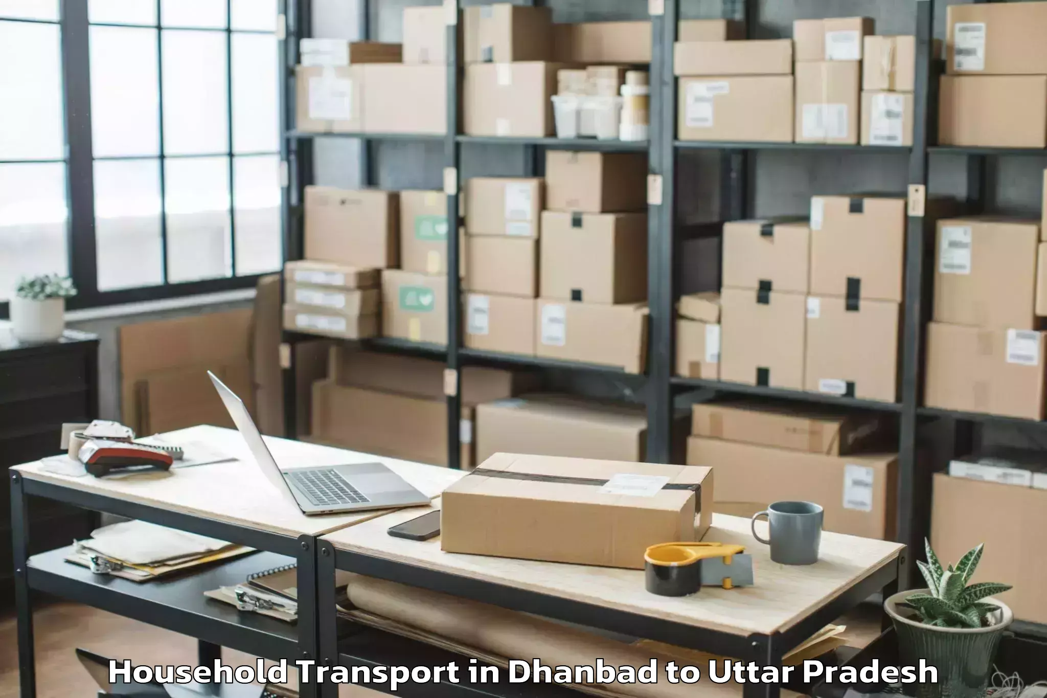 Reliable Dhanbad to Kaimganj Household Transport